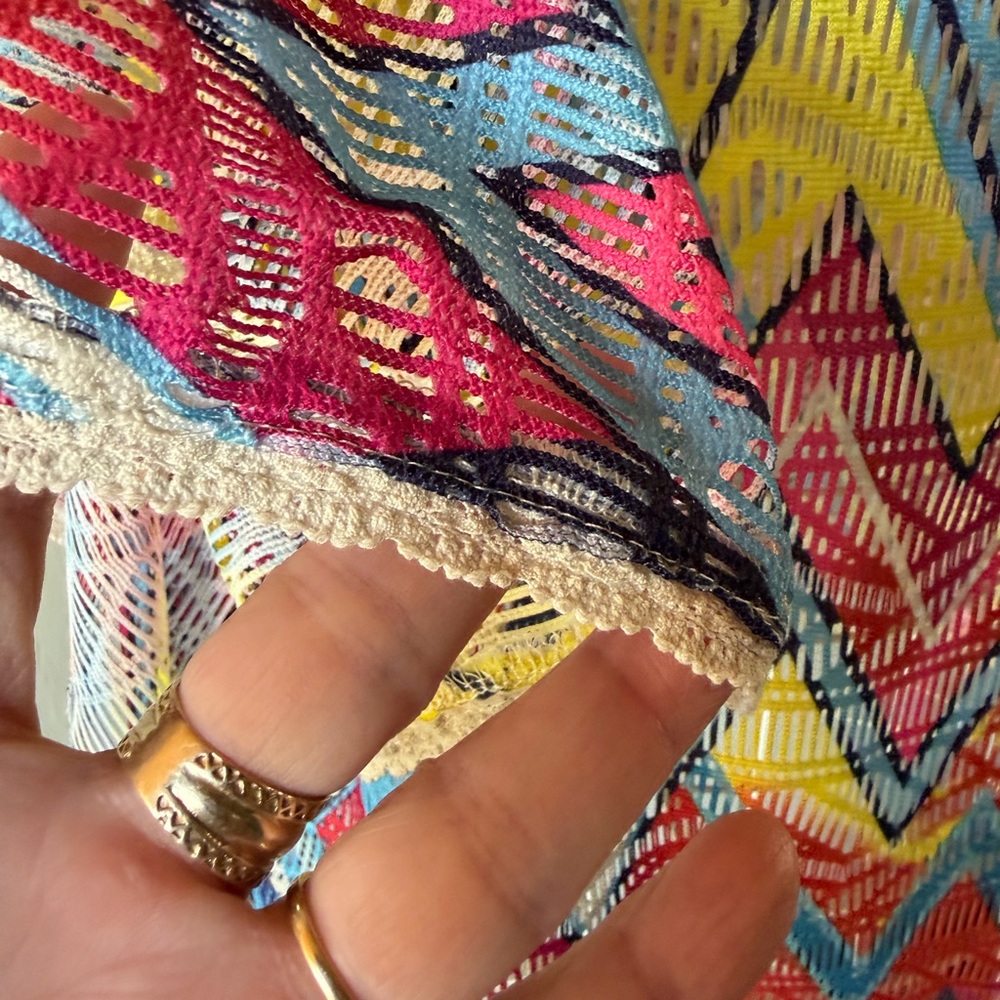 Multiples Multicolor Zigzag Crochet-Trim Button F… - image 6